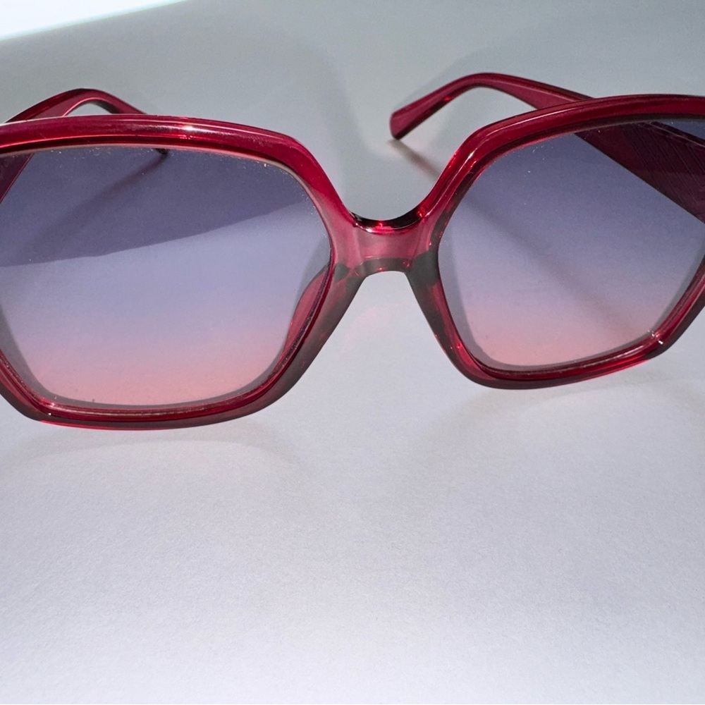 Y2K Red Oversized Geometric Sunglasses Retro Barbiecore Statement